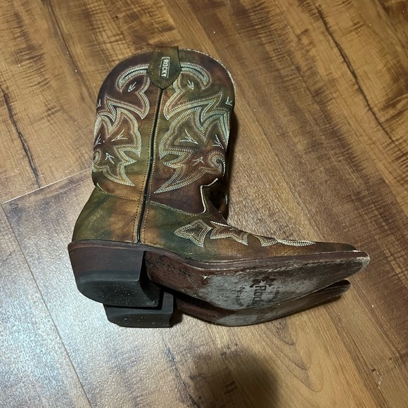 ROCKY HANDMADE Leather Western Cowgirl  Boots-Brown Size 6 - Picture 12 of 14
